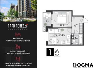 Продается 1-комнатная квартира, 39.7 м2, Краснодар