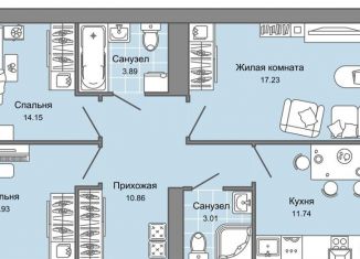 Продам трехкомнатную квартиру, 76 м2, Ульяновск, жилой комплекс Центрополис, 5