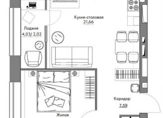 2-комнатная квартира на продажу, 61.1 м2, Калуга