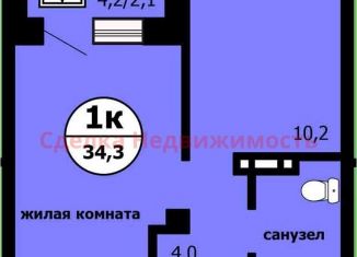 Продам 1-комнатную квартиру, 34.3 м2, Красноярский край, улица Лесников, 43Б