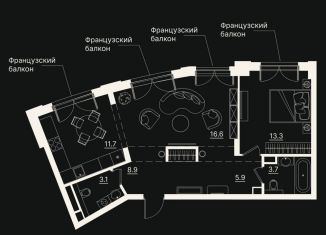 Продажа 2-комнатной квартиры, 63.2 м2, Тюмень, улица Щербакова, 2к3, Центральный округ