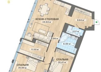 Продается двухкомнатная квартира, 125.8 м2, Екатеринбург, Верх-Исетский район, улица Маршала Жукова, 16