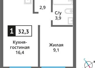 Продаю 1-комнатную квартиру, 32.3 м2, Московская область