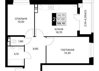 Продаю двухкомнатную квартиру, 59.1 м2, Ростовская область