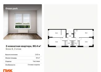 Продажа трехкомнатной квартиры, 80.4 м2, Москва, Берёзовая аллея, 17к2, ЖК Грин Парк