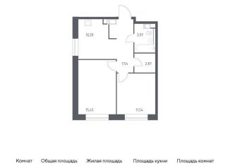 Продается двухкомнатная квартира, 51.6 м2, Москва, Октябрьская улица, 98, район Марьина Роща
