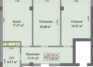 Продается 2-комнатная квартира, 71.2 м2, Нальчик, улица Тарчокова, 127А