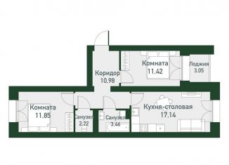 2-ком. квартира на продажу, 54.7 м2, Екатеринбург, метро Чкаловская