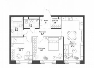Продажа двухкомнатной квартиры, 70.6 м2, Москва, метро Рижская, Октябрьская улица, 103