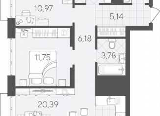 2-ком. квартира на продажу, 65.1 м2, Тюмень, Краснооктябрьская улица, 4Ак1