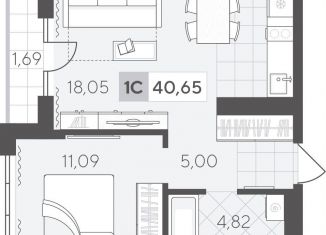 Продаю 1-комнатную квартиру, 40.7 м2, Тюмень