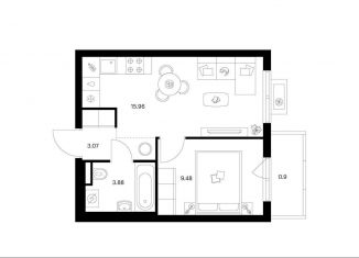 Продажа 1-ком. квартиры, 33.3 м2, деревня Новое Девяткино, ЖК Заречный Парк