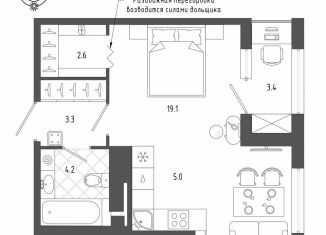 1-ком. квартира на продажу, 35.7 м2, Санкт-Петербург, Измайловский бульвар, 11, метро Балтийская
