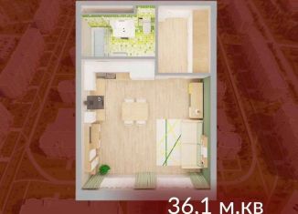 Продается 1-комнатная квартира, 36.1 м2, Кемерово, Солнечный бульвар, 22, ЖК Солнечный Бульвар