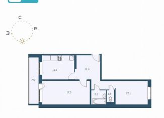 2-ком. квартира на продажу, 62.4 м2, Новосибирск, Междуреченская улица, 7/1