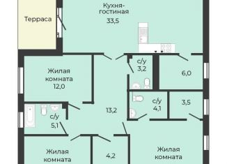 Продаю четырехкомнатную квартиру, 116 м2, Батайск, Листопадная улица, 12