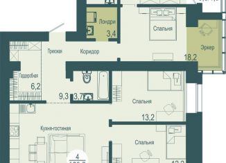 4-ком. квартира на продажу, 120.7 м2, Красноярск, Советский район