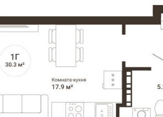Продается квартира студия, 30.2 м2, Екатеринбург, ЖК Южный сад