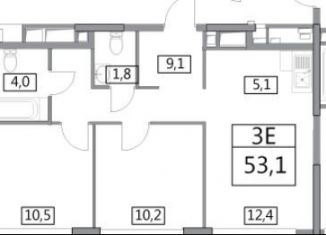 Трехкомнатная квартира на продажу, 53.8 м2, Москва, жилой комплекс Вестердам, к3.3, метро Мичуринский проспект