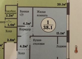Продается 1-ком. квартира, 38.1 м2, Челябинск, улица Академика Макеева, 34, Центральный район