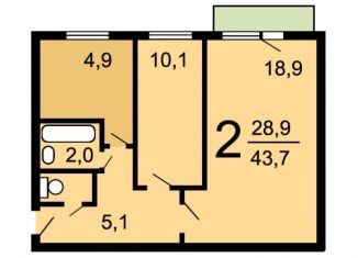 Сдам в аренду 2-комнатную квартиру, 44 м2, Москва, Астрадамская улица, 5А, Астрадамская улица