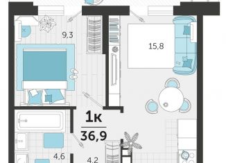 Продам 1-комнатную квартиру, 36.9 м2, Краснодар, улица Автолюбителей, 1Гк1, ЖК Стрижи