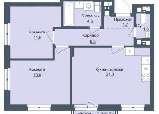 Продается 2-комнатная квартира, 61.3 м2, Ижевск, Северо-Западный жилой район