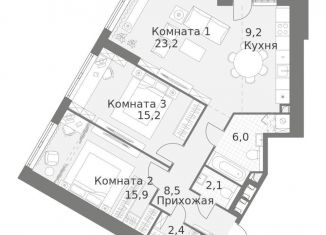 3-комнатная квартира на продажу, 84.1 м2, Москва, район Коньково