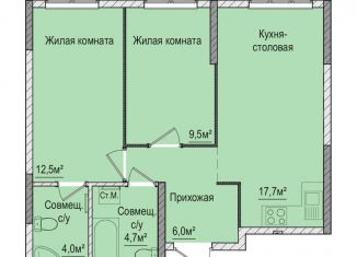 Продаю двухкомнатную квартиру, 53.8 м2, Ижевск, Зелёная улица, 60к2, ЖК Тринити