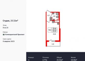 Продам квартиру студию, 25.3 м2, Санкт-Петербург, ЖК Чистое Небо, Верхне-Каменская улица, 11к1