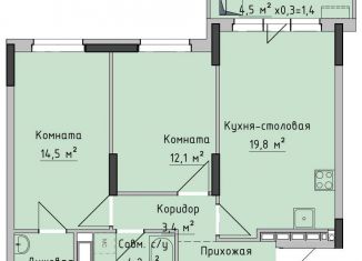 Продажа 2-комнатной квартиры, 61.6 м2, Ижевск, ЖК Холмогоровский