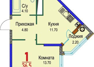 Продам 1-ком. квартиру, 36.5 м2, Ставрополь, микрорайон № 14, Гражданская улица, 1/4