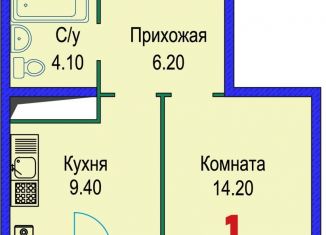 Продам 1-комнатную квартиру, 37.2 м2, Ставрополь, Гражданская улица, 1/4, микрорайон № 14