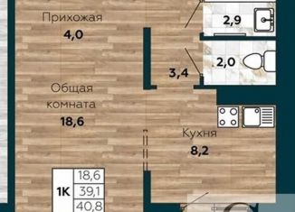 Продается однокомнатная квартира, 40.8 м2, Новосибирск, улица Николая Островского, 195, ЖК Галактика