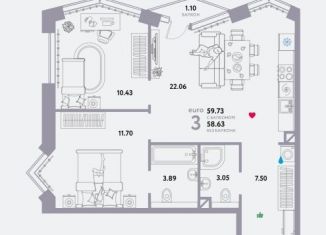 Продам 3-комнатную квартиру, 59 м2, Москва, проспект Лихачёва, 16к3, ЖК Квартал Нау