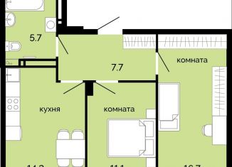 Продаю 2-комнатную квартиру, 55.4 м2, Пермский край, улица Куйбышева, 135
