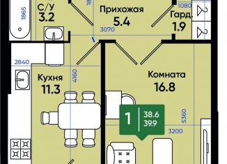 Продажа 1-комнатной квартиры, 40.2 м2, Батайск, улица Олимпийское Кольцо, 36к11
