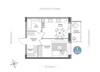 Продаю однокомнатную квартиру, 37.4 м2, Пермь, Индустриальный район