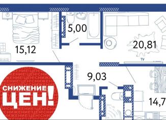 Двухкомнатная квартира на продажу, 67.9 м2, Астрахань, Аршанский переулок, 4, Ленинский район