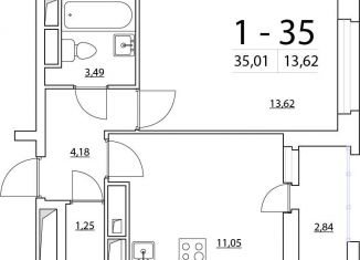 Продаю 1-комнатную квартиру, 35.3 м2, Санкт-Петербург, Планерная улица, 95к1, ЖК Нью Тайм