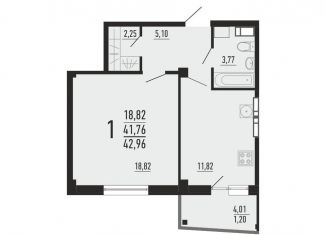 1-комнатная квартира на продажу, 43 м2, Челябинск, улица Александра Шмакова, 4, Курчатовский район