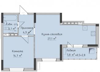 Продаю 1-комнатную квартиру, 50.7 м2, Ижевск, жилой район Север