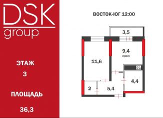 Продажа однокомнатной квартиры, 36.3 м2, Дмитров, ЖК Лесной Квартал, микрорайон имени В.Н. Махалина, к15