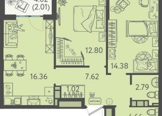 Продажа 2-комнатной квартиры, 61.6 м2, Краснодар, Прикубанский округ, улица Западный Обход, 44