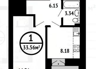 Однокомнатная квартира на продажу, 33.6 м2, Уфа, ЖК 8 Марта, улица Асхата Мирзагитова, 8