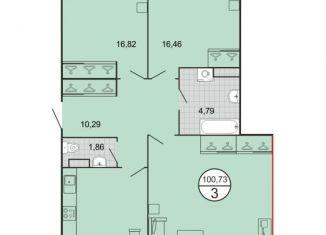 3-комнатная квартира на продажу, 100 м2, Ставрополь, Тюльпановая улица, 10к2, микрорайон № 29