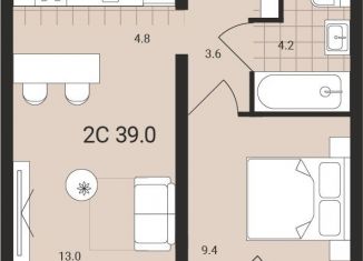 Продаю квартиру студию, 39 м2, Обь, Геодезическая улица, 6Вк2