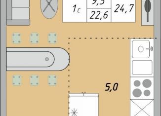 Продажа 1-ком. квартиры, 24.7 м2, Оренбург, жилой комплекс Осенний Лист, 1