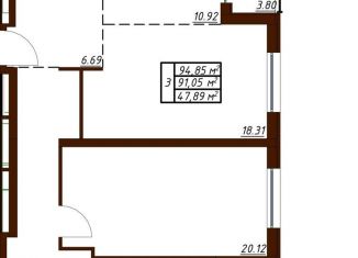 Продажа двухкомнатной квартиры, 62.6 м2, Обнинск