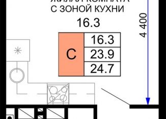 Продается 1-ком. квартира, 24.7 м2, Краснодар, ЖК Дыхание, улица Лётчика Позднякова, 2